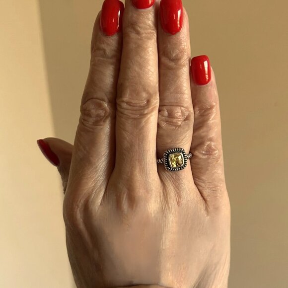 New STERLING SILVER 925 Yellow Cz Ring Size 8 - Picture 4 of 6